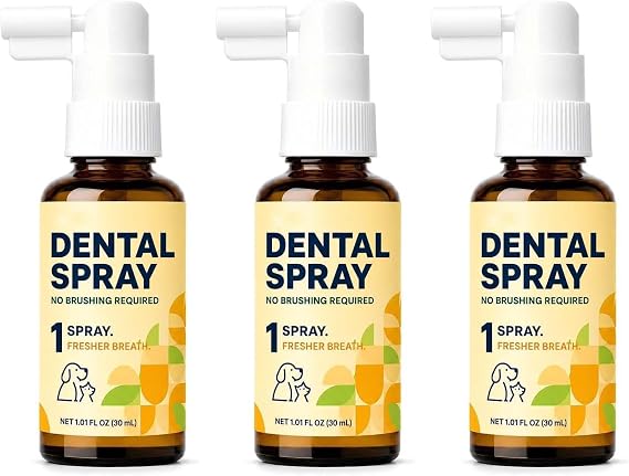 Dog Dental Spray No Brushing Required,Breath Freshener&Oral Care Spray，3PC