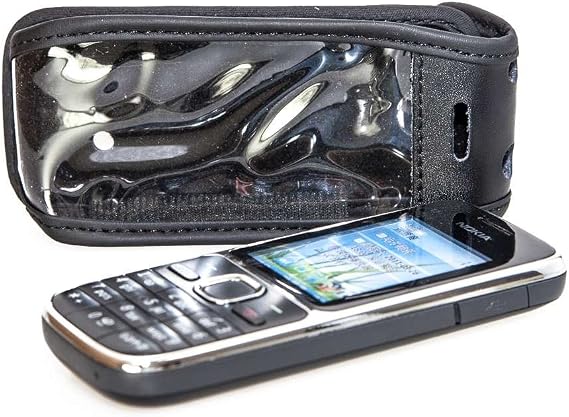 caseroxx Leather-Case with belt clip compatible with Nokia C2-01 made from genuine leather, Pouch with belt clip and viewing window in black