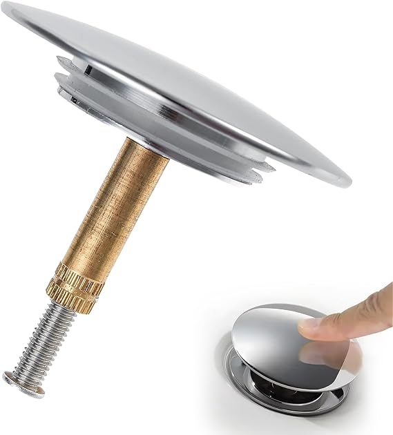 72mm Bath Plug Replacement, Adjustable Chrome Plated Drain Plug, Solid Brass Bathroom Plugs Silver Bathtub Stopper with Double Seal Waste for for Bath Tub, Bathroom Sink & Basin Waste