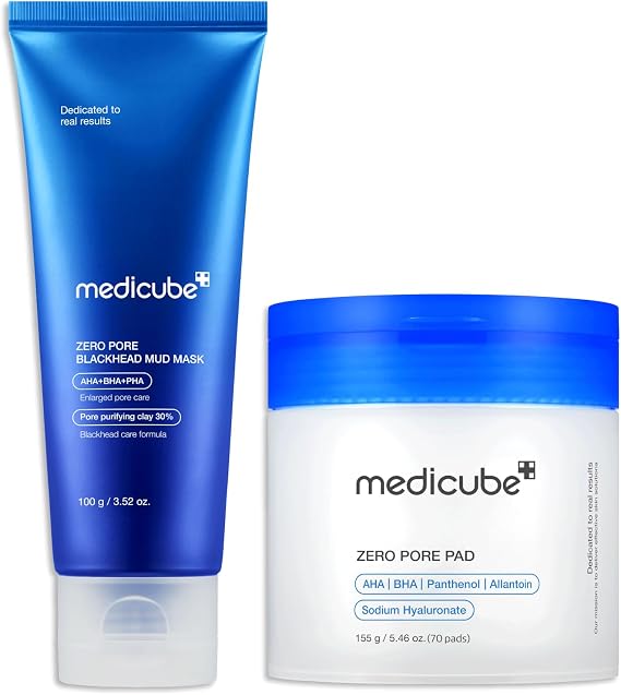 medicube All-In-One Duo for Smooth Skin: Zero Pore Blackhead Mud Face Mask That Cools & Firms Pores 2.0, Dual Texture Facial Toners