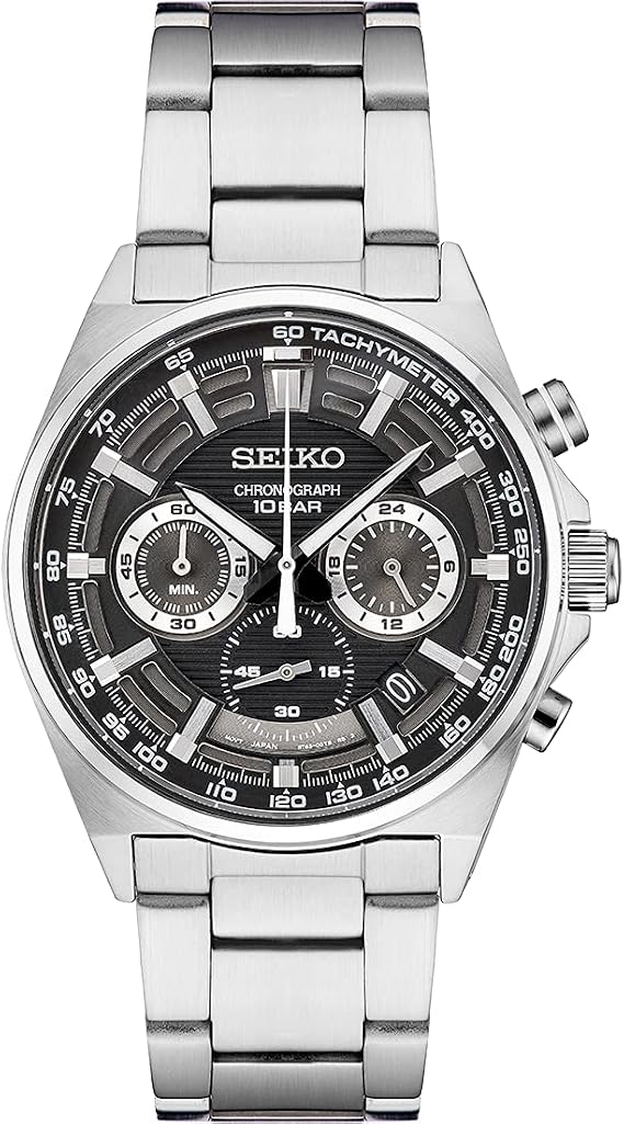 Seiko Men's Essential Chrono SS BLK Black Chronograph