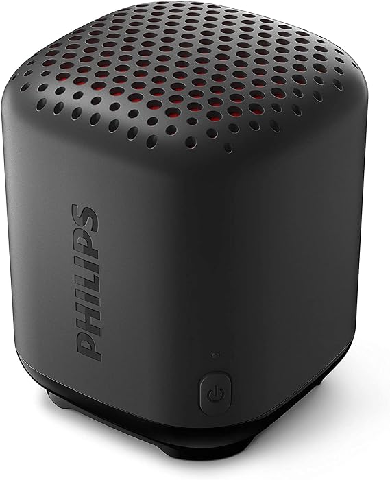 PHILIPS Audio Bluetooth Speaker S1505B/00 (Durable and IPX7 Waterproof, 8 Hours’ Playback Time, Passive Bass Radiator, 20-m Range, Incl. Lanyard) Black
