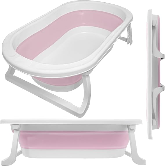 Folding Baby Bathtub with Legs - Banheira - Baby Bath - Pink