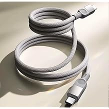 USB-C Şarj Kablosu, Örgülü Naylon, Gri, Hızlı Şarj, Type-c to Type-c, Manyetik Kablo, 1 Metre