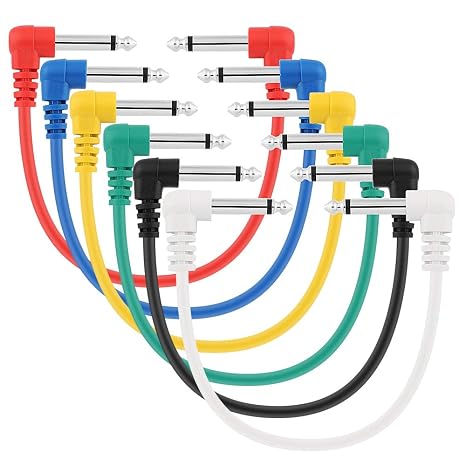 30 cm Short Audio Guitar Patch Cable, 6.35 mm, Pack of 6