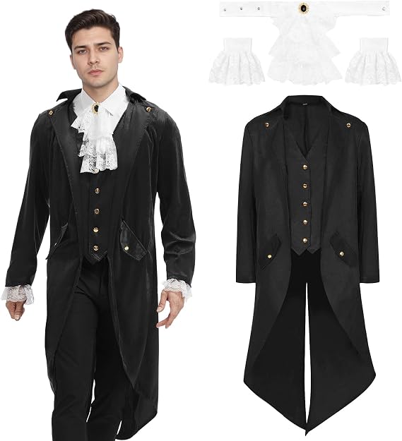 Men's Steampunk Jacket Victorian Long Tuxedo Pirate Cosplay