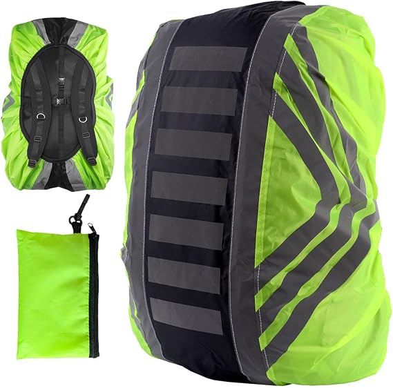 Waterproof Backpack Rain Cover, Upgraded Reflective Rucksack Protector with Adjustable Non-Slip Strap, High Visibility for Hiking, Camping, Cycling & Travel, Fits M 40L - Includes Storage Bag
