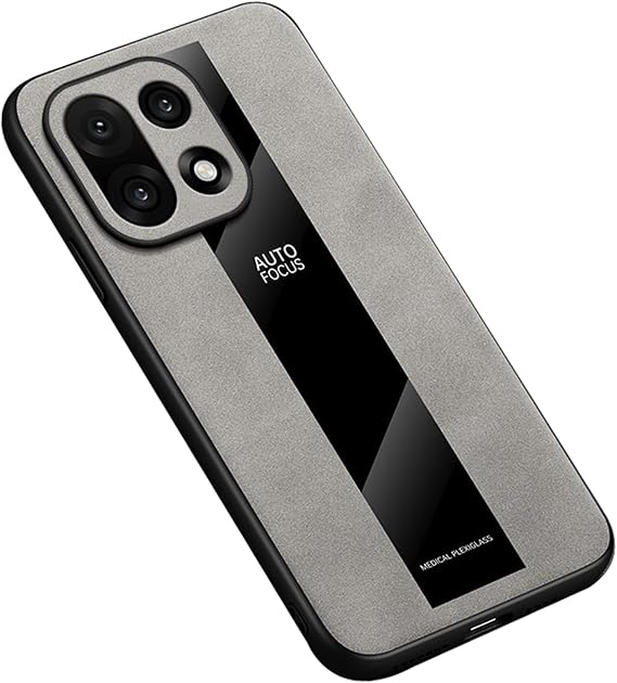 Slim Case for OnePlus 15, Classic Full Grain Leather Phone Case Men and Women Camera Protection Cover,Grey,15