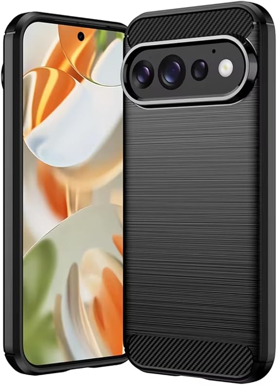 Microcase Google Pixel 11 Pro XL ile Uyumlu Brushed Carbon Fiber Silikon Kılıf - Siyah AL3332