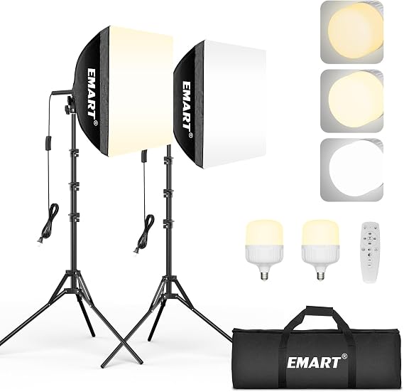 EMART Softbox Lighting Kit Photography, Spotlight Photography 40 x 40 cm