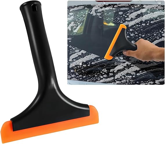 Wevdn Small Silicone Window Squeegee, Car Windshield Silicone Squeegee, Auto Windshield Water Blade Scraper with 5.9 Inch Blade and Non-Slip Handle for Window, Mirror, Glass Door (Black)