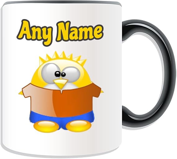 Personalised Gift - Silly Bart Mug (Penguin Cartoon Character Costume Colour Options) Unique Name Message Superhero Hero Super Family Simpson Silly Funny