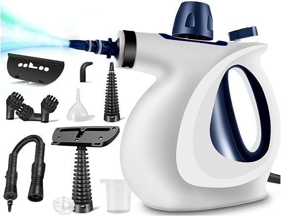 Steam Cleaning Machine - Multi-Functional Use with 12 Different Apparatus, Super Fast Heating Feature, Effective on All Surfaces, 105 Degree Hot Steam, Professional and Powerful Steam Cleaning Machine