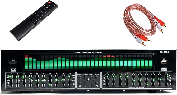 Graphic Equalizer Hifi, 31-Band Digital Equalizer, 12 Rhythm Patterns, Double 10 -segment Independent Tuning, Upgrade Bluetooth 6.0, with Noise Reduction, for Recording Studio