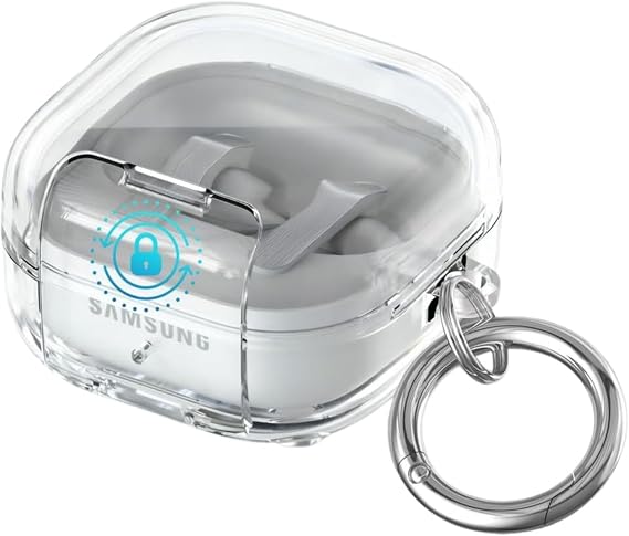 Rongep Samsung Galaxy Buds4 Pro/Buds 4 için Kılıf [Güvenlik Kilit Tasarımlı] Transparent-Lock Kulaklık Kılıfı Sararmaya Dayanıklı Taşıma Askılı TPU Koruyucu Samsung Buds 4 Pro Kılıf (Şeffaf)