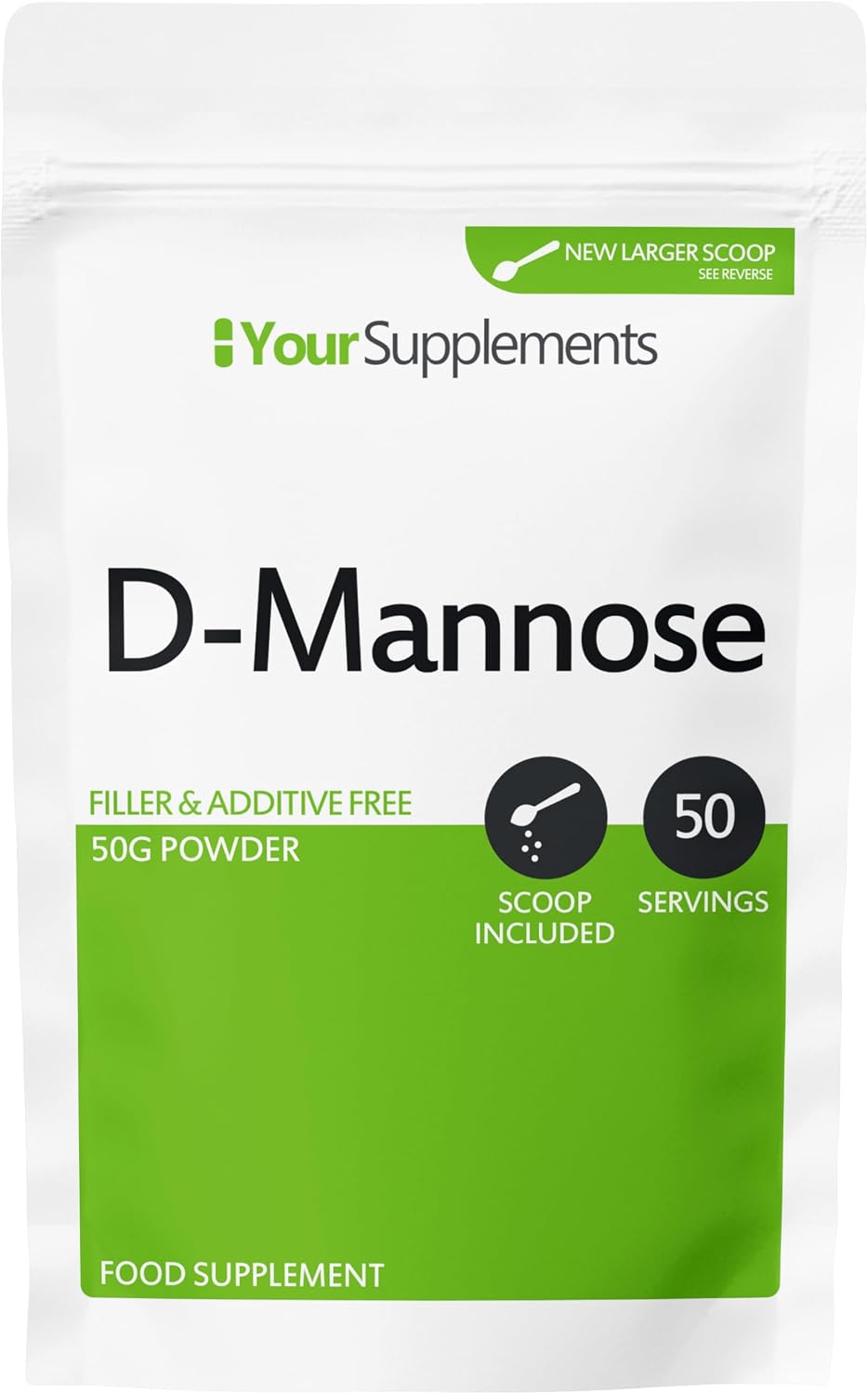 Your Supplements - D Mannose Pure Powder 50g | Natural & Non GMO | Vegetarian & Vegan Friendly | Scoop Included