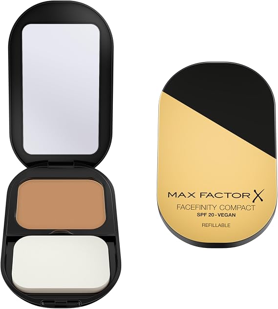 Facefinity Refillable Compact Foundation, SPF 20, Flawless Matte Finish in Warm Golden 076