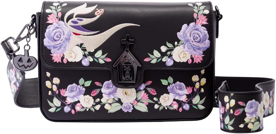 Loungefly Disney Nightmare Before Christmas Floral Crossbody Bag Black/charcoal