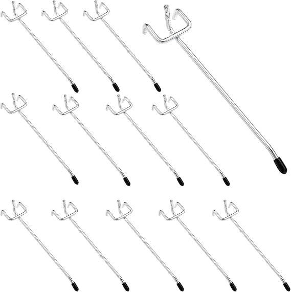 TiciKim Pegboard Hooks Pegboard Hooks Pegboard Hooks Perforated Wall Hooks Stainless Steel Single Hooks for Retail Display Hanging Goods Tool Classification Supermarket Shelves (15 cm) Pack of 20