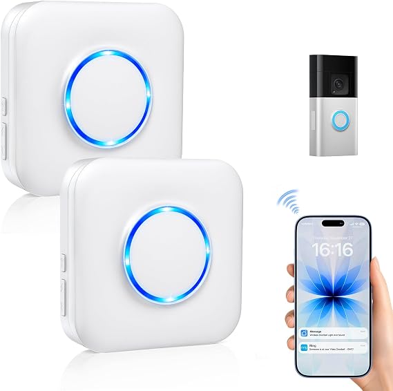 Smart Wireless Doorbell Chime, 2 Pack Doorbell Extender with Receivers