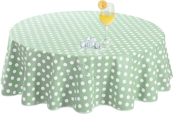 Romanstile small round Table Cloth PVC 120 cm Sage Green wipe clean,plastic table cloths waterproof,Oil cloth Tablecloths for Coffee table,Birthday Party Outdoor Garden Spring Sommer Children Easter