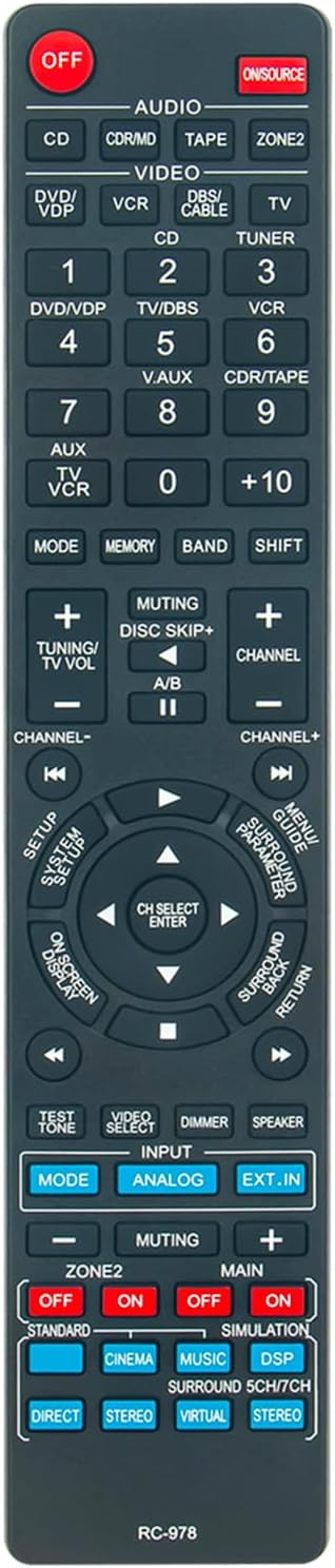 VINABTY RC-978 Replacement Remote Control Compatible with Denon AV