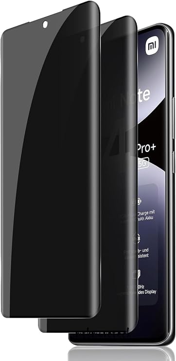 m.tk moveteck Xiaomi Redmi Note 14 Pro Plus ile Uyumlu Ekran Koruyucu, Hayalet Cam, Tam Kaplar, Oval, Temperli, Privacy
