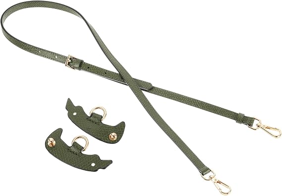 sourcing map Genuine Leather Bag Strap Replacement Adjustable Crossbody Bag Straps, 37.4-45.3 Inch Purse Strap for Shoulder Bag Handbag Purse, Forest Green, Gold Buckle, 1 Set
