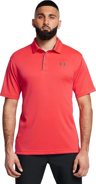 Under Armour Men's Tech Golf Polo, (713) Racer Red / / Pitch Gray, Medium