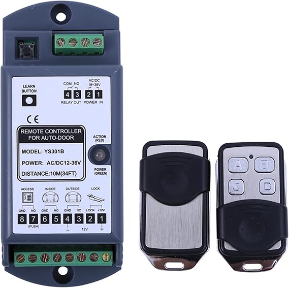 Gate Opener Kit Automatic Gate Door Wireless Remote Controller (1 Receiver+2 Transmitters) kit for Dorma Automatic Glass Sliding Door