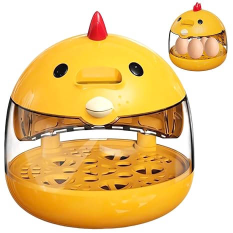 Egg Incubator for Hatching Chicks, Low Noise Automatic Temperature Control Hen Shaped Chicken Egg Incubator with Clear Window for Small Poultry Ducks Quails, White, Candler