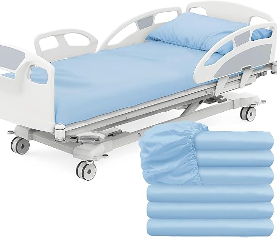 6 Pack Hospital Bed Fitted Sheets, Soft and Breathable, 91 x 213 x 36cm