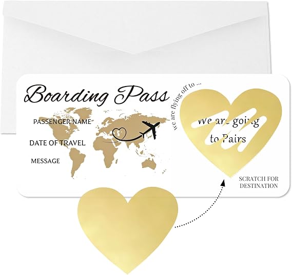 Holiday Scratch Card Reveal - Surprise Trip Reveal Gift with Boarding Pass Design, Scratch Off Stickers for Spouse Family Lover