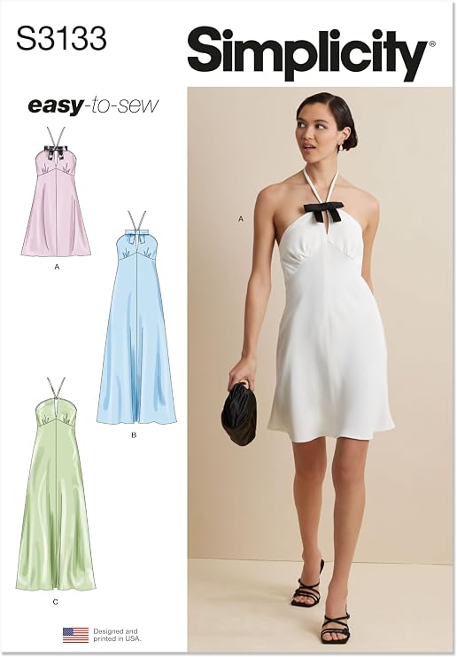 Simplicity Sewing Pattern SS3133K5 Misses' Halter Dress in Two Lengths K5 (8-10-12-14-16)