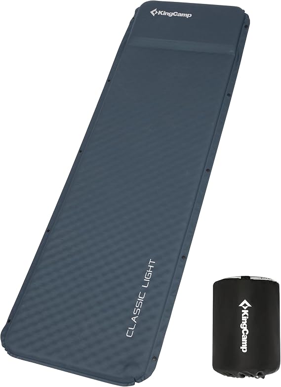 KingCamp Self Inflating Camping Mat,Built-In Pillow,3.8 R-Value 3cm Foam
