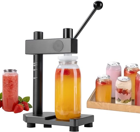 Adjustable Can Sealer Manual Can Sealer with Fixed Base Vacuum Can Sealing Machine 55 mm Diameter Tin for Beer/Juice/Coffee/Soda/Drinks Gold Black