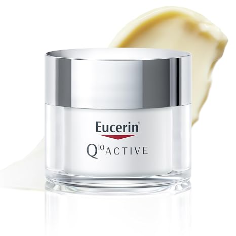 Eucerin Q10 ACTIVE Crema de Día para piel seca (50 ml), crema de cara antiarrugas e hidratante, fórmula enriquecida con Coenzima Q10, Vitamina C y E y Biotina para pieles secas y sensibles