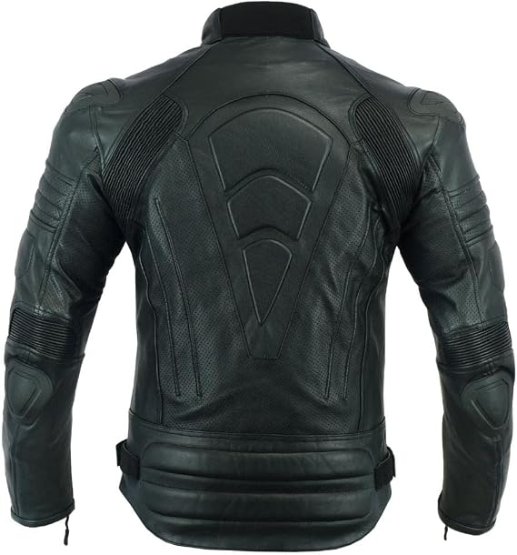 Mens Motorcycle leather jacket Perforated armoured with external armours protection level 2 MBJ-22AIR