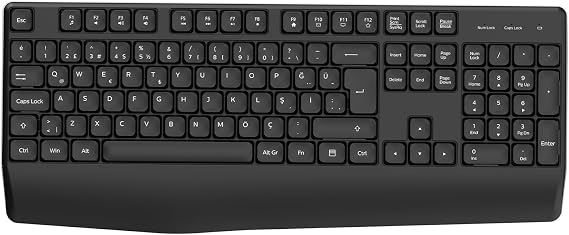 Philips SPK6348 Kablosuz Klavye - 2.4GHz USB Alıcılı Türkçe Q Klavye - Ergonomik, İnce Tasarım ve 15 Metre Çekim Mesafesi - Siyah
