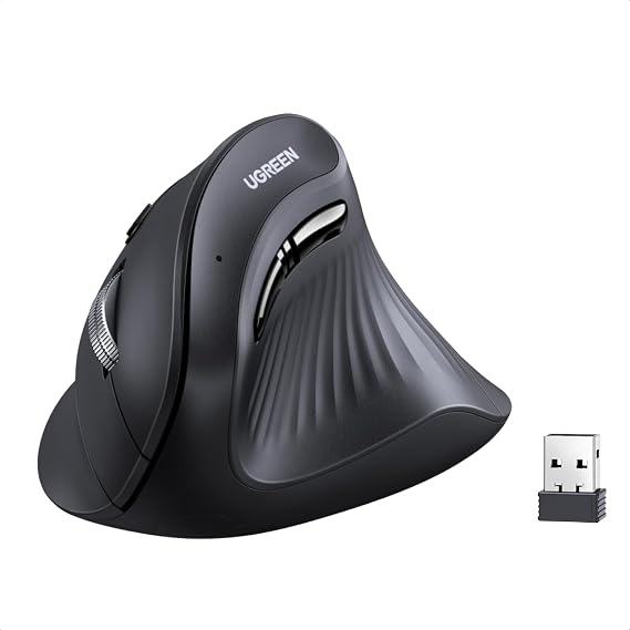 UGREEN Wireless Mouse, Vertical, Quiet, Bluetooth 5.0, Wireless 2.4 GHz