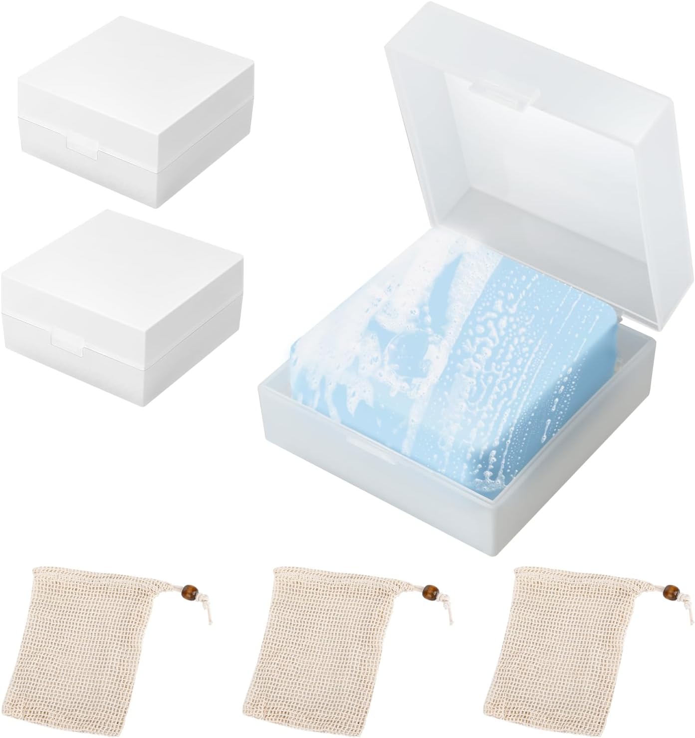 3PCS Travel Soap Case for DR. Squatch, Portable for DR. Squatch Soap Holder Container Soap Saver Bag, Fits Bars Square, Waterproof Travel Holder for Bathroom Gym Camping Outdoor Use