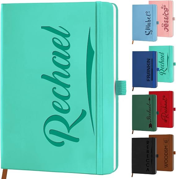 STREADVE Custom Notebook Journal with Name Personalised Notepad for Women Men Customised College Ruled Notebooks Leather Lined Journals Gift for Work School Church Birthday
