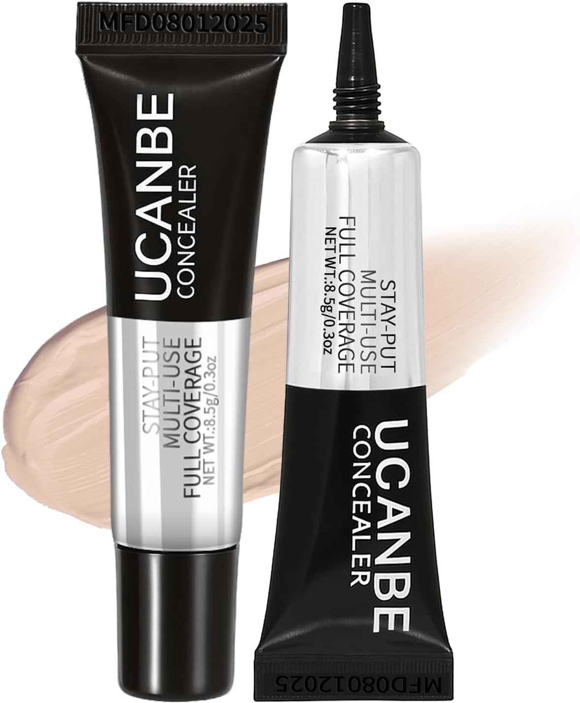 UCANBE Stay-Put Full Coverage Concealer, Long-Wear Waterproof, Under Eye Brightener Concealer, Color Corrector for Dark Circles, Acne, Blemishes, Redness Color Correcting Cream 01 LIGHT IVORY