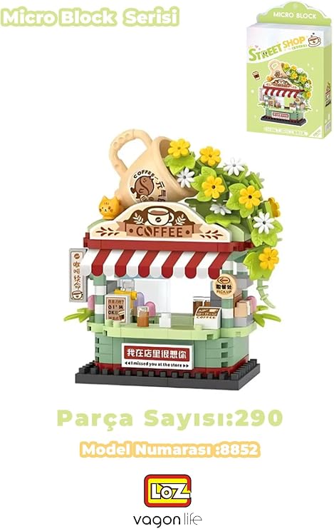 Loz Micro Block Serisi Kahve Dükkanı 290 Parça Dekoratif Oyuncak Yapım Seti Yapı Blok FFLZ-8852