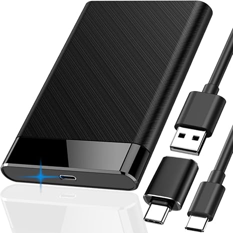 External 2.5 Inch Hard Drive Enclosure 6Gbps Tool-Free USB 3.0 to SATA III HDD SSD Hard Drive Enclosure for 7mm/9.5mm with USB to Type-C Extension Cable