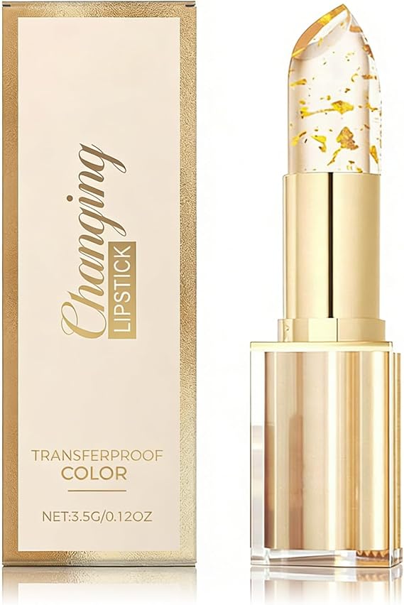 Colour Changing Lipstick - Ph Lipstick Colour Changing Lip Balm - Transfer Proof lipstick Long Lasting - Clear Gold Natural Gloss for Young & Older Women Moisturising Dry Lips Care Day and Night