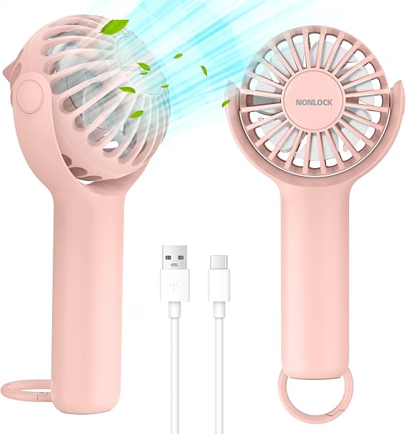 NONLOCK Taşınabilir El Vantilatörü, 2'si 1 Arada Mini Kişisel Fan, Anahtarlık Standlı Küçük Masa Fanı, Güçlü Soğutma Fanı, Sessiz El Fanı, Plaj Seyahat Fanı, USB Şarj Edilebilir, Erkekler Kadınlar için Doğum
