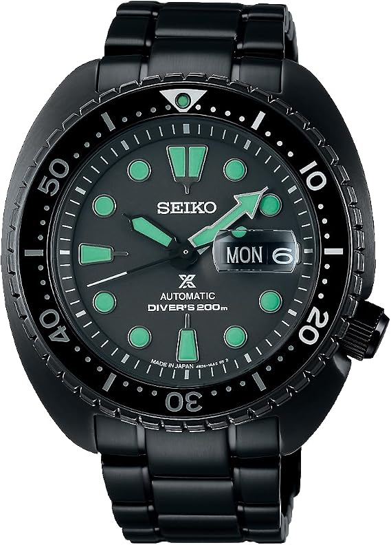 Seiko Prospex プロスペックス Diver Scuba Mechanical Automatic with Manual Winding TURTLE Watch, black, Bracelet Type