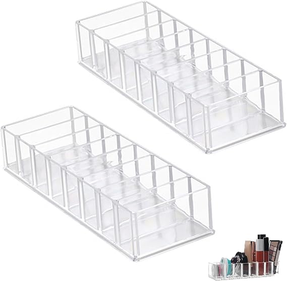 2Pcs Makeup Drawer Organiser, Clear Make up Drawer Organiser, Lipstick Organisers, Dressing Table Organisers Suitable for Organizing Cosmetics Jewelry and Office Supplies