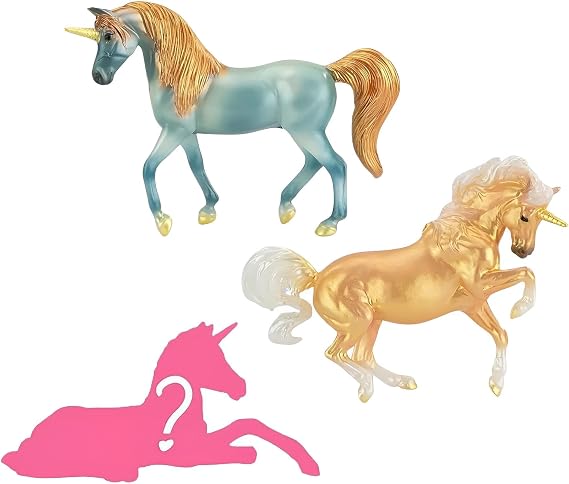 Breyer Horses Stablemates Mystery Unicorn Foal Surprise | Open and Find The Surprise Foal | 3 Unicorn Set | Horse Toy | Horse Figurines | 3.75" x 2.5" | 1:32 Scale | Model #6121